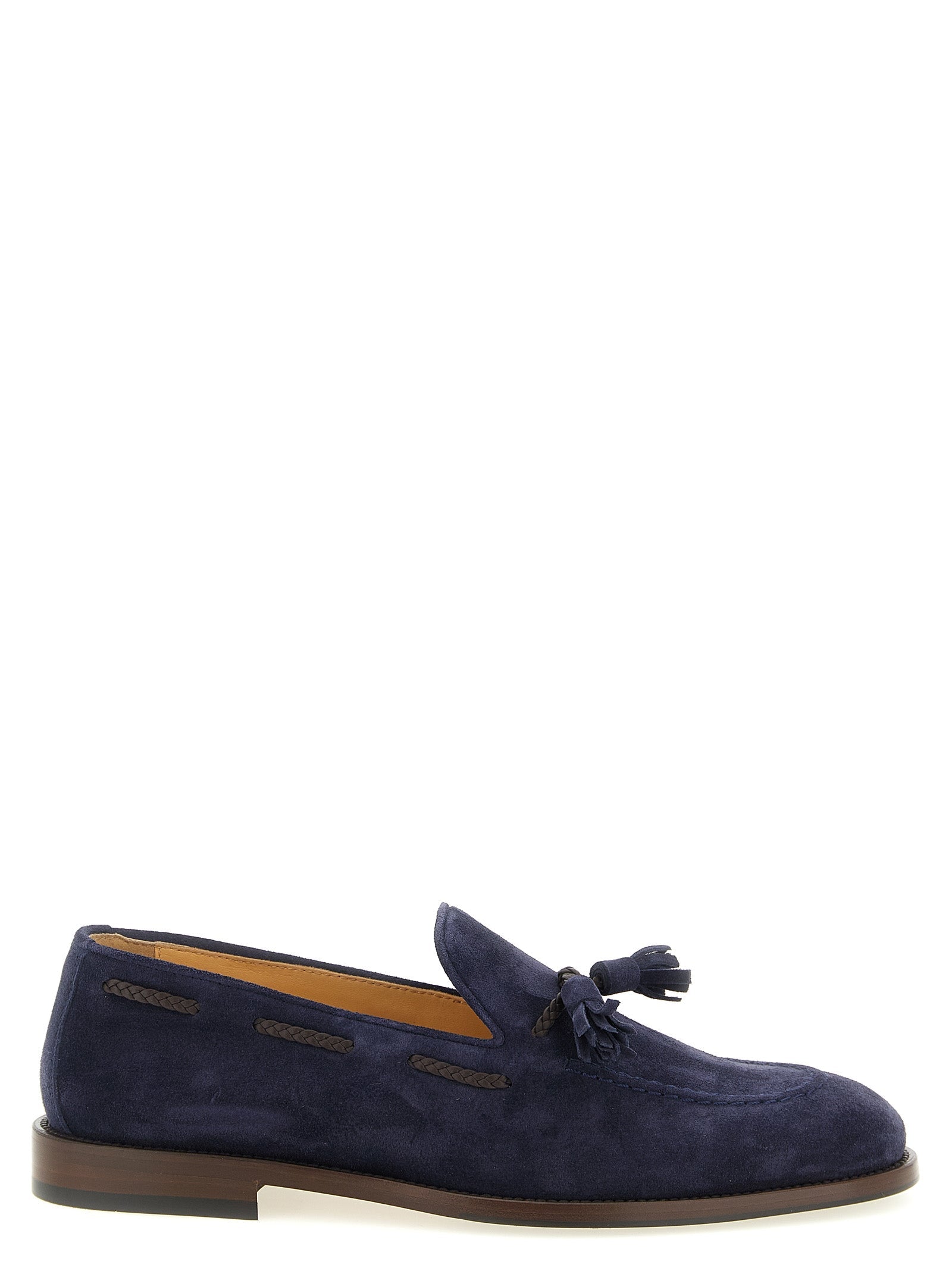 Brunello Cucinelli Blue Calfskin Slip-On Loafers