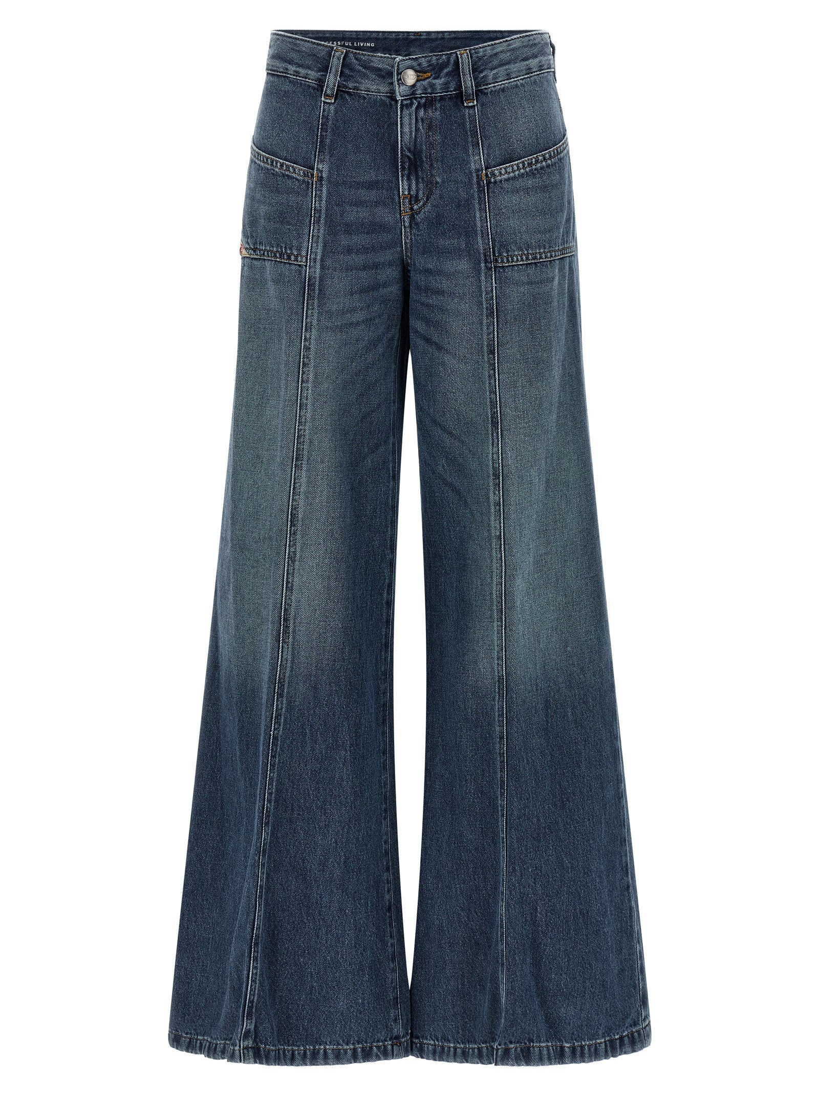 Diesel Blue Cotton Flared Jeans