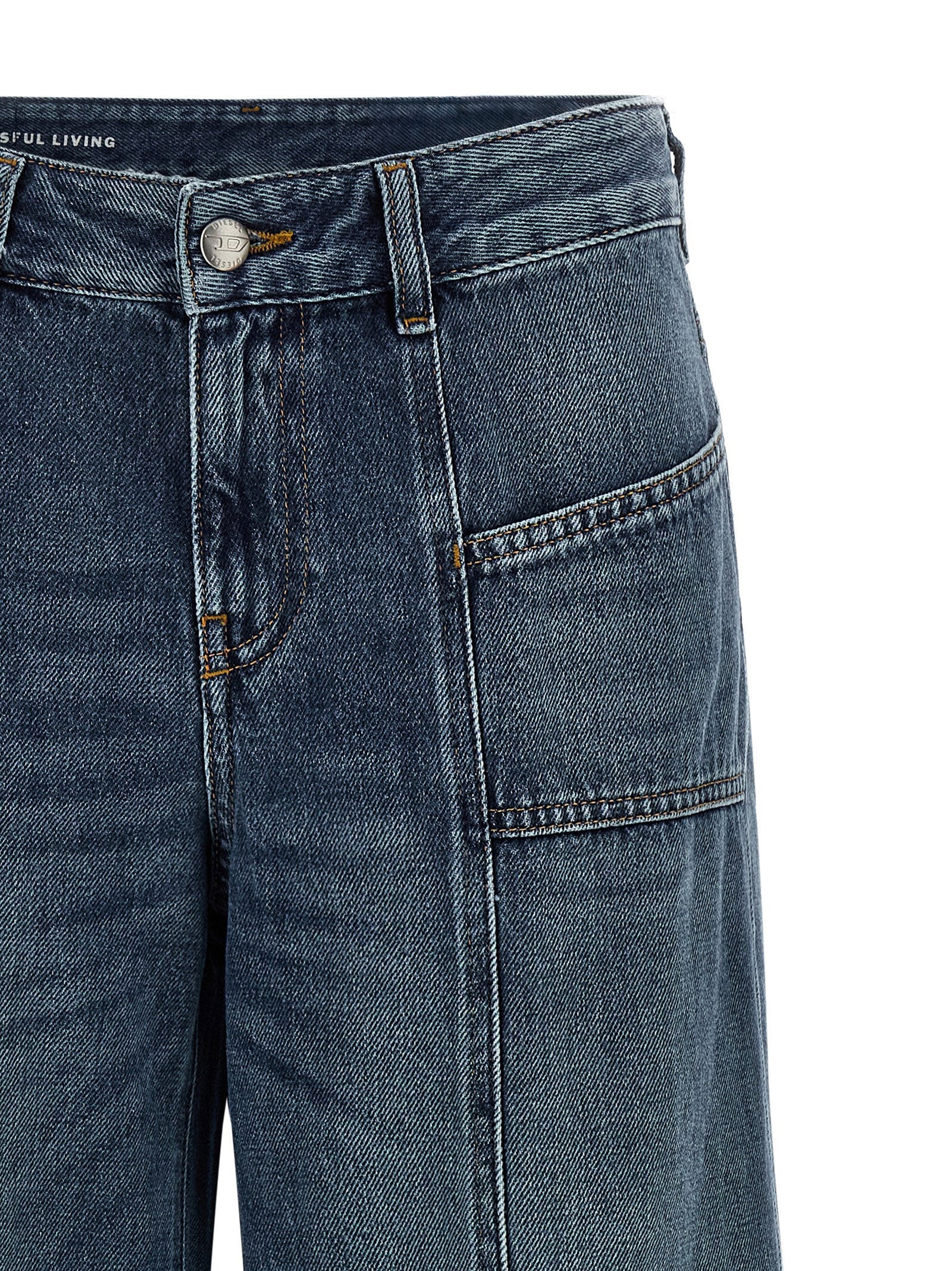 Diesel Blue Cotton Flared Jeans