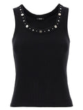 Versace Black Cotton Sleeveles T-Shirt