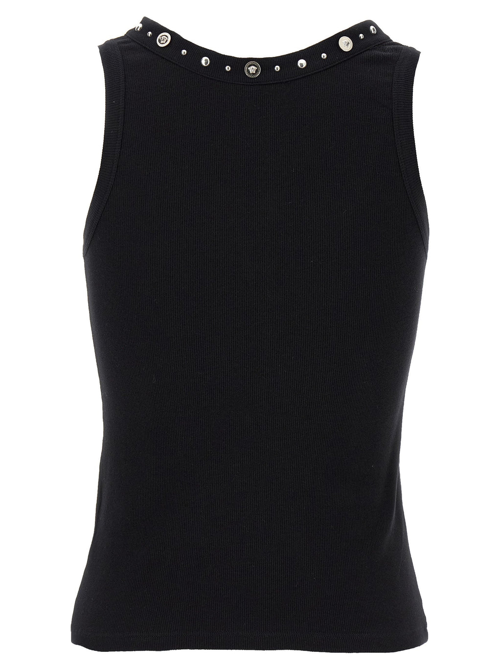 Versace Black Cotton Sleeveles T-Shirt
