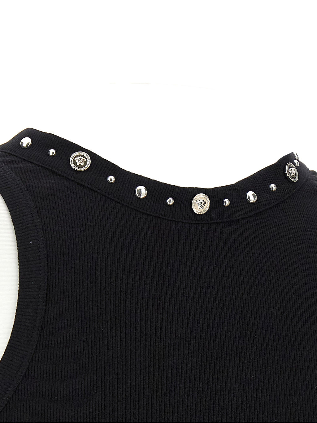 Versace Black Cotton Sleeveles T-Shirt