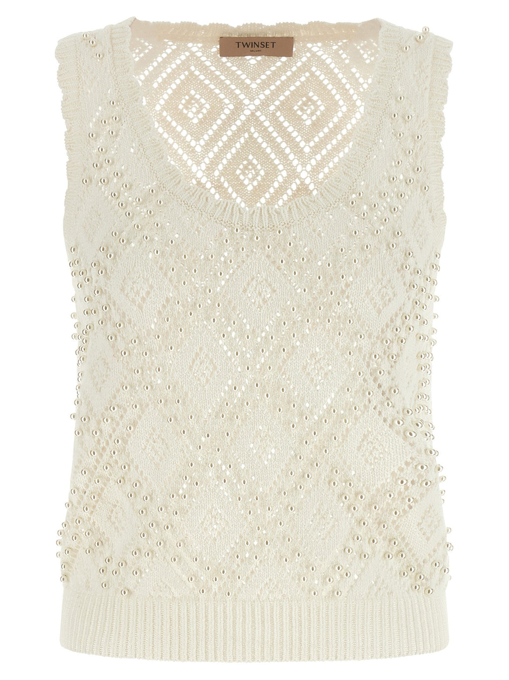 Twinset White Cotton Sleeveles T-Shirt Twinset