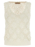 Twinset White Cotton Sleeveles T-Shirt Twinset