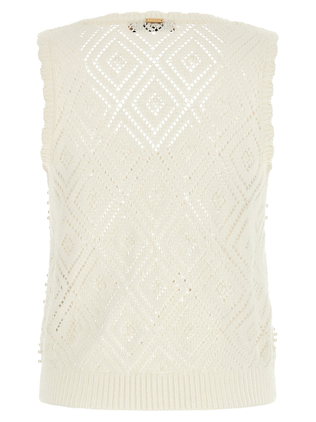 Twinset White Cotton Sleeveles T-Shirt Twinset