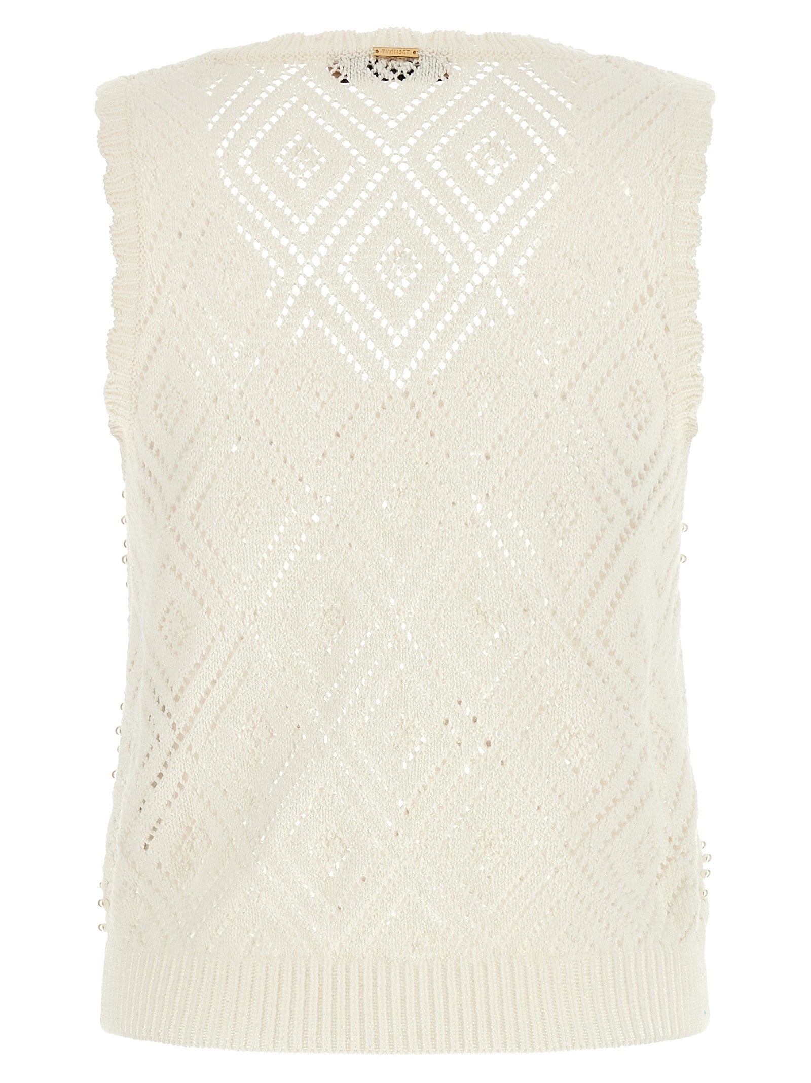 Twinset White Cotton Sleeveles T-Shirt Twinset