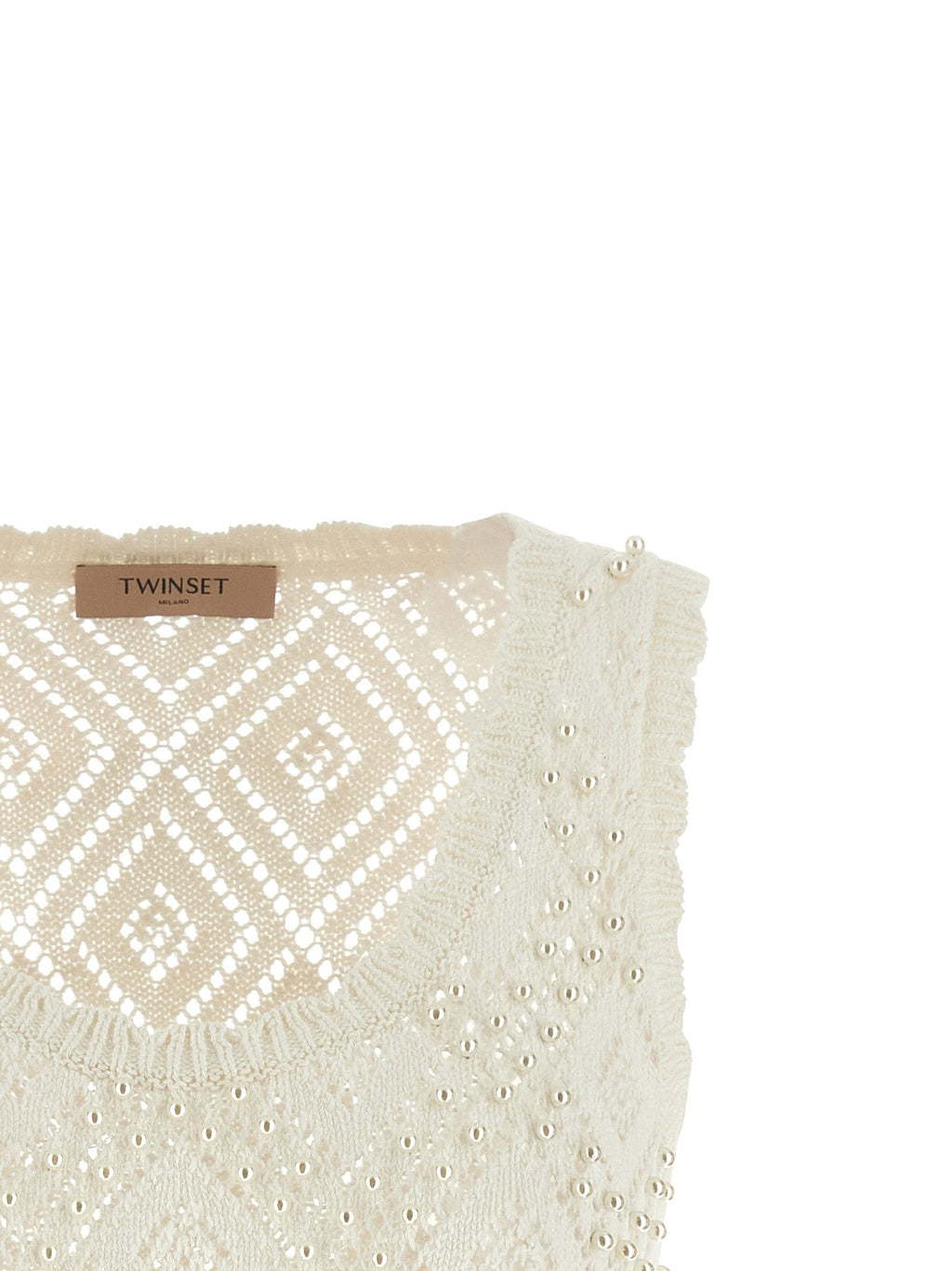 Twinset White Cotton Sleeveles T-Shirt Twinset