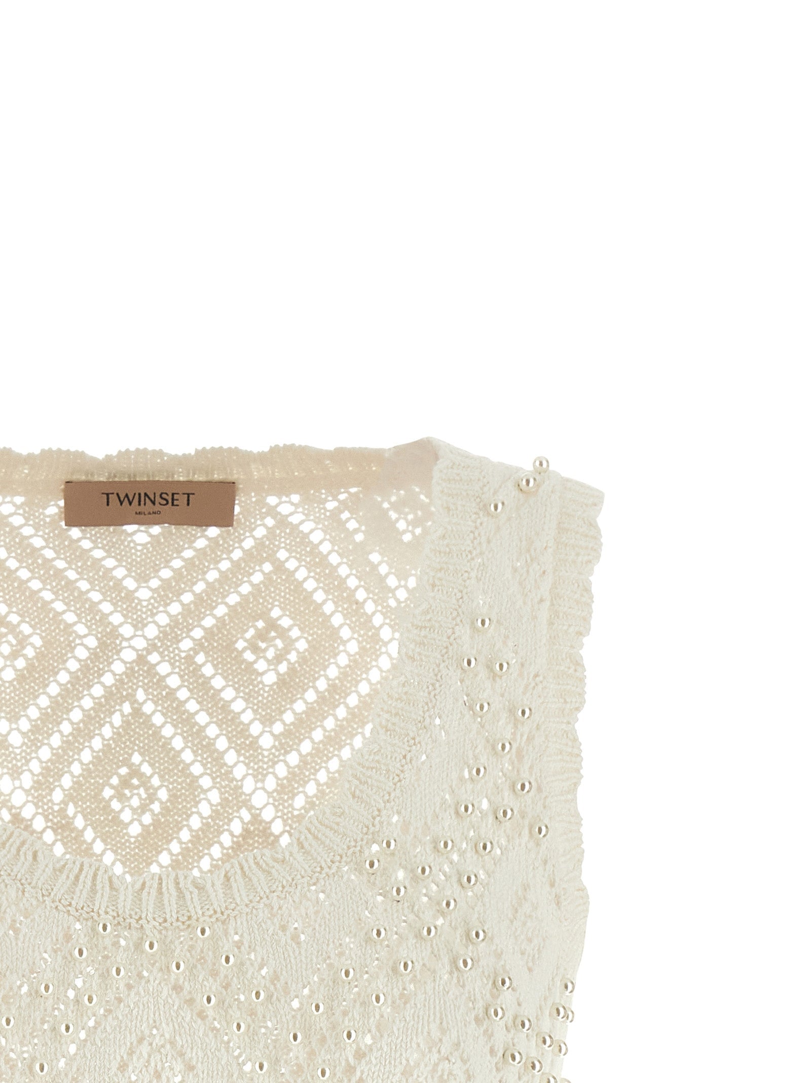 Twinset White Cotton Sleeveles T-Shirt Twinset
