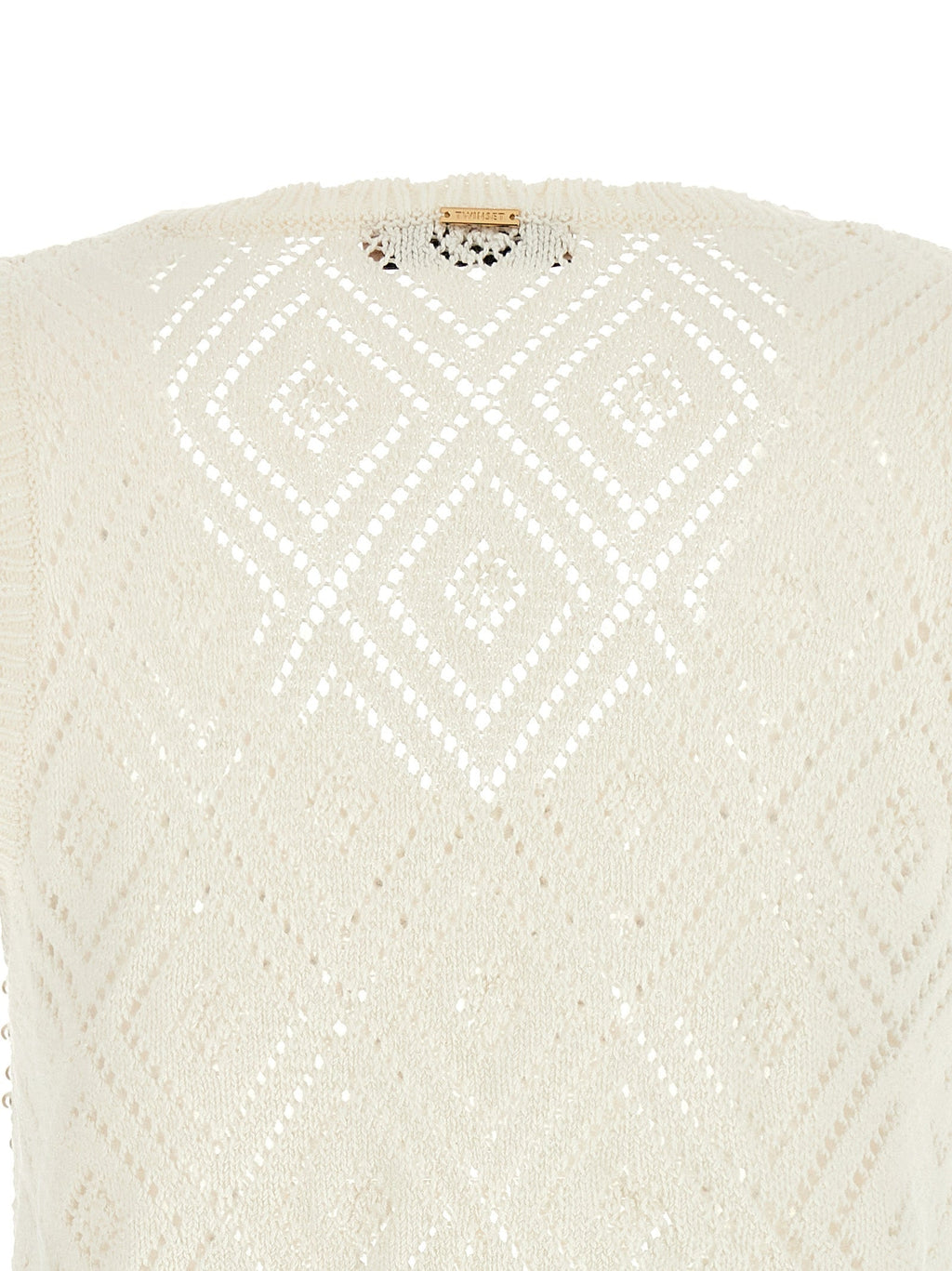 Twinset White Cotton Sleeveles T-Shirt Twinset