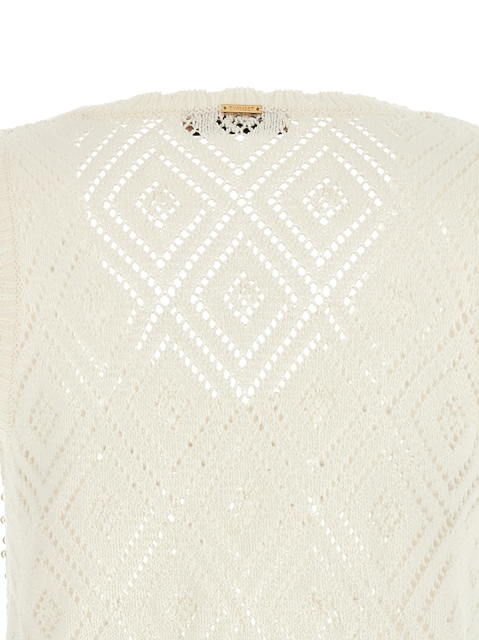 Twinset White Cotton Sleeveles T-Shirt Twinset