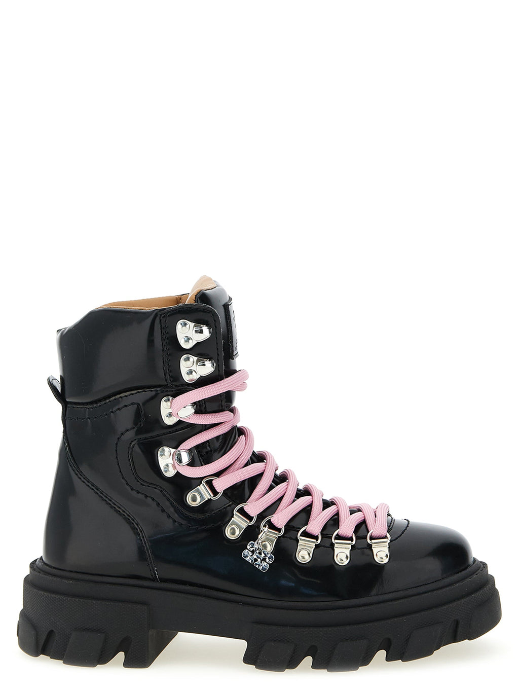 Ganni Black Polyester Lace-Up Boots