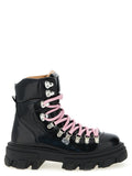 Ganni Black Polyester Lace-Up Boots