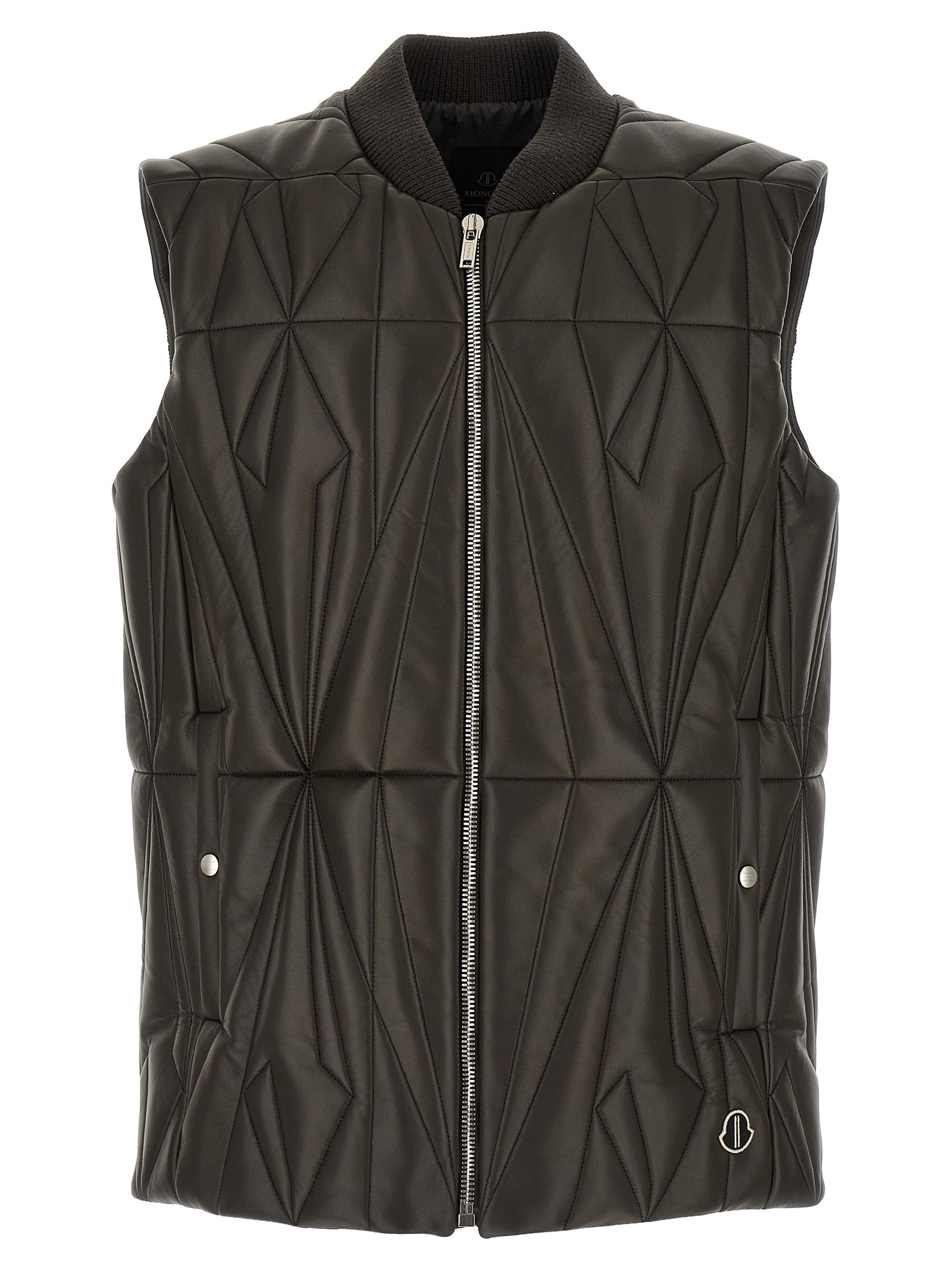 Rick Owens Brown Lamb Leather Sleeveless Jacket