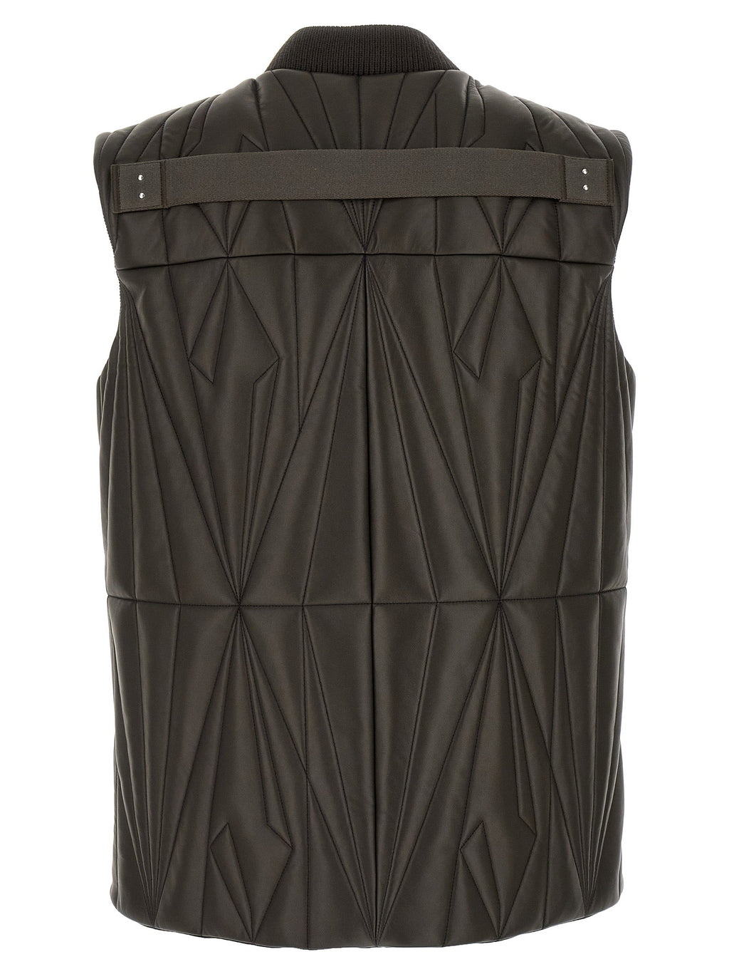 Rick Owens Brown Lamb Leather Sleeveless Jacket