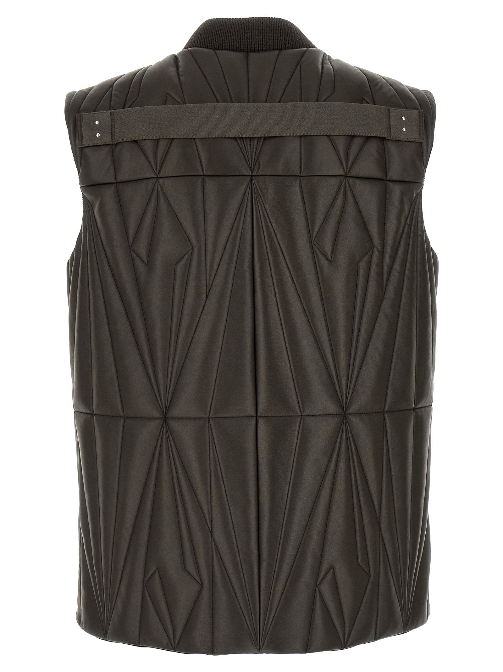 Rick Owens Brown Lamb Leather Sleeveless Jacket