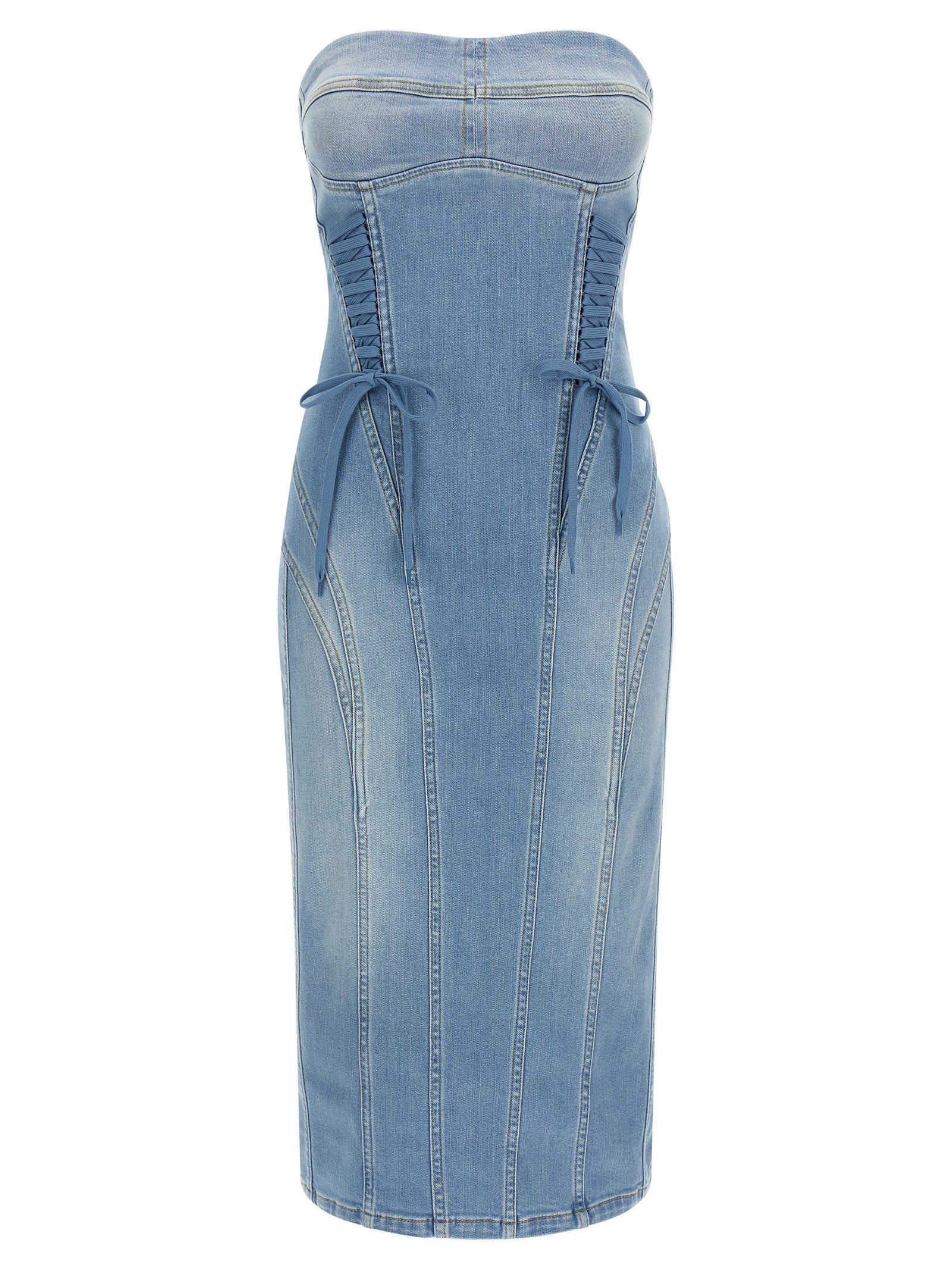 Elisabetta Franchi Blue Cotton Midi Dress