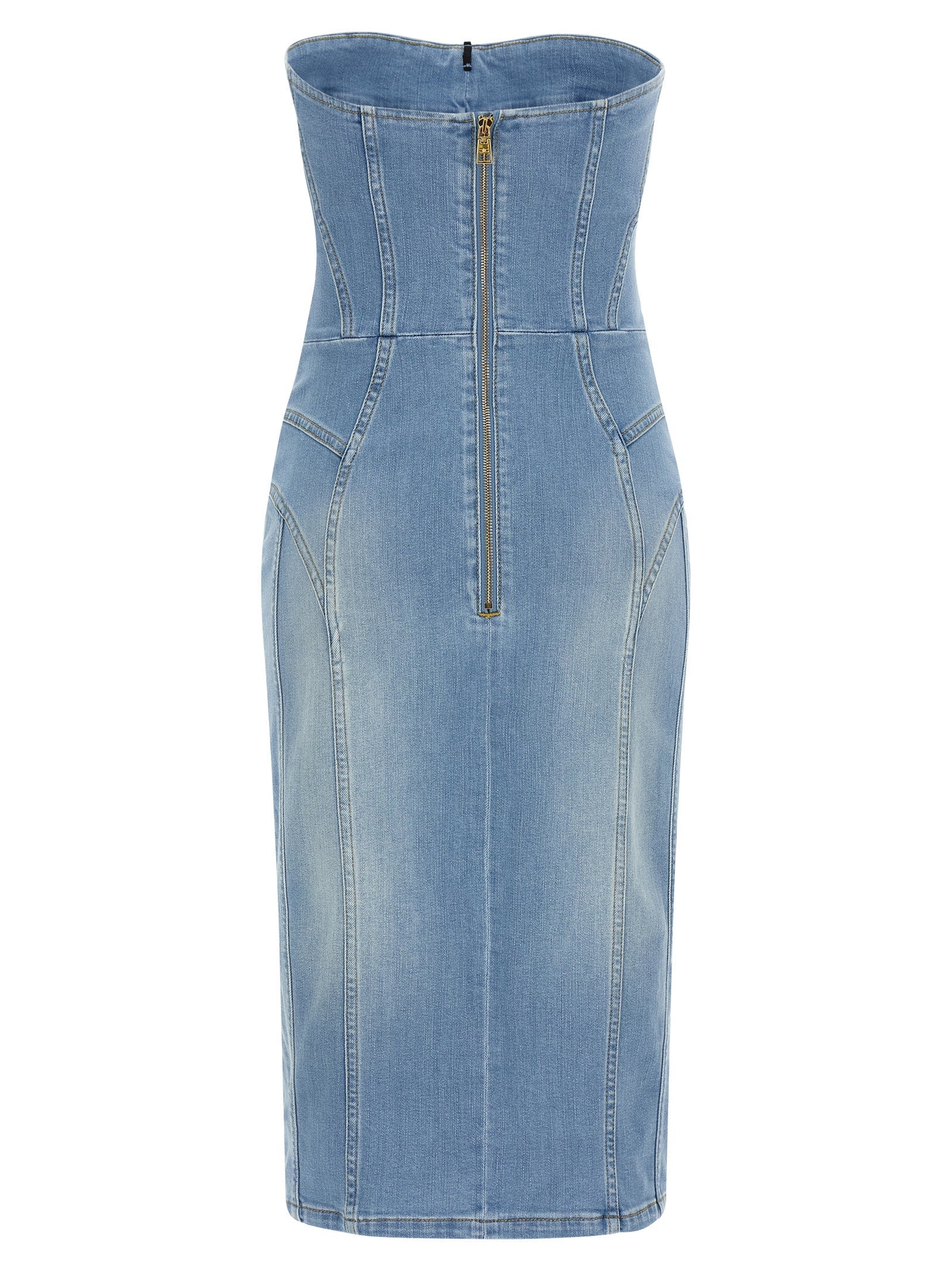 Elisabetta Franchi Blue Cotton Midi Dress