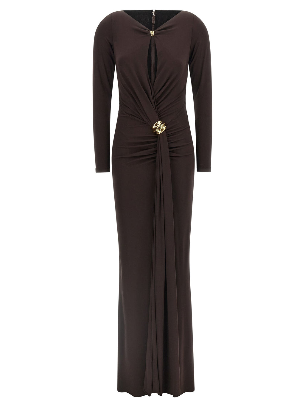 Elisabetta Franchi Brown Viscose Long Dress
