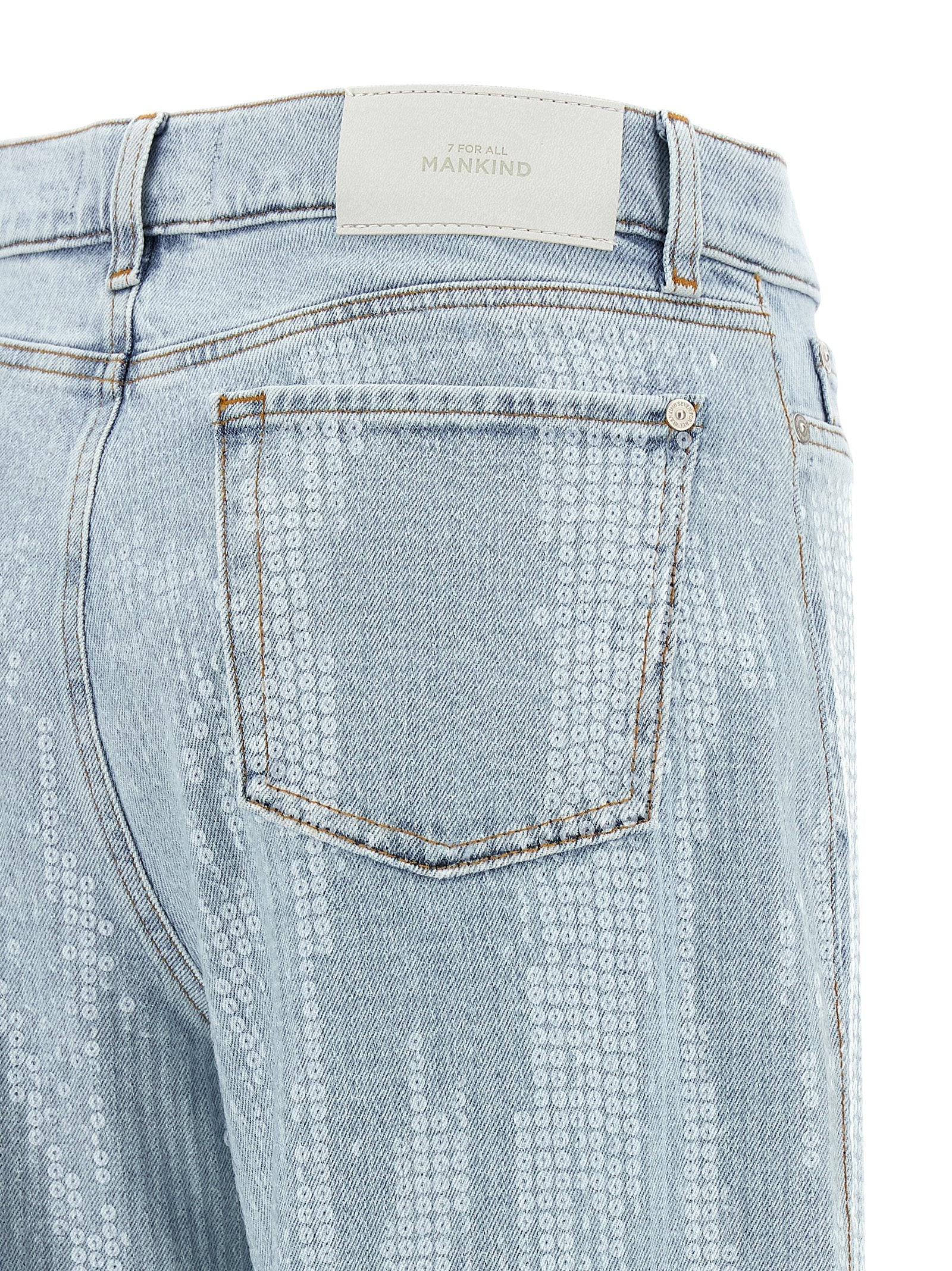 7 For All Mankind Blue Cotton Flared Jeans
