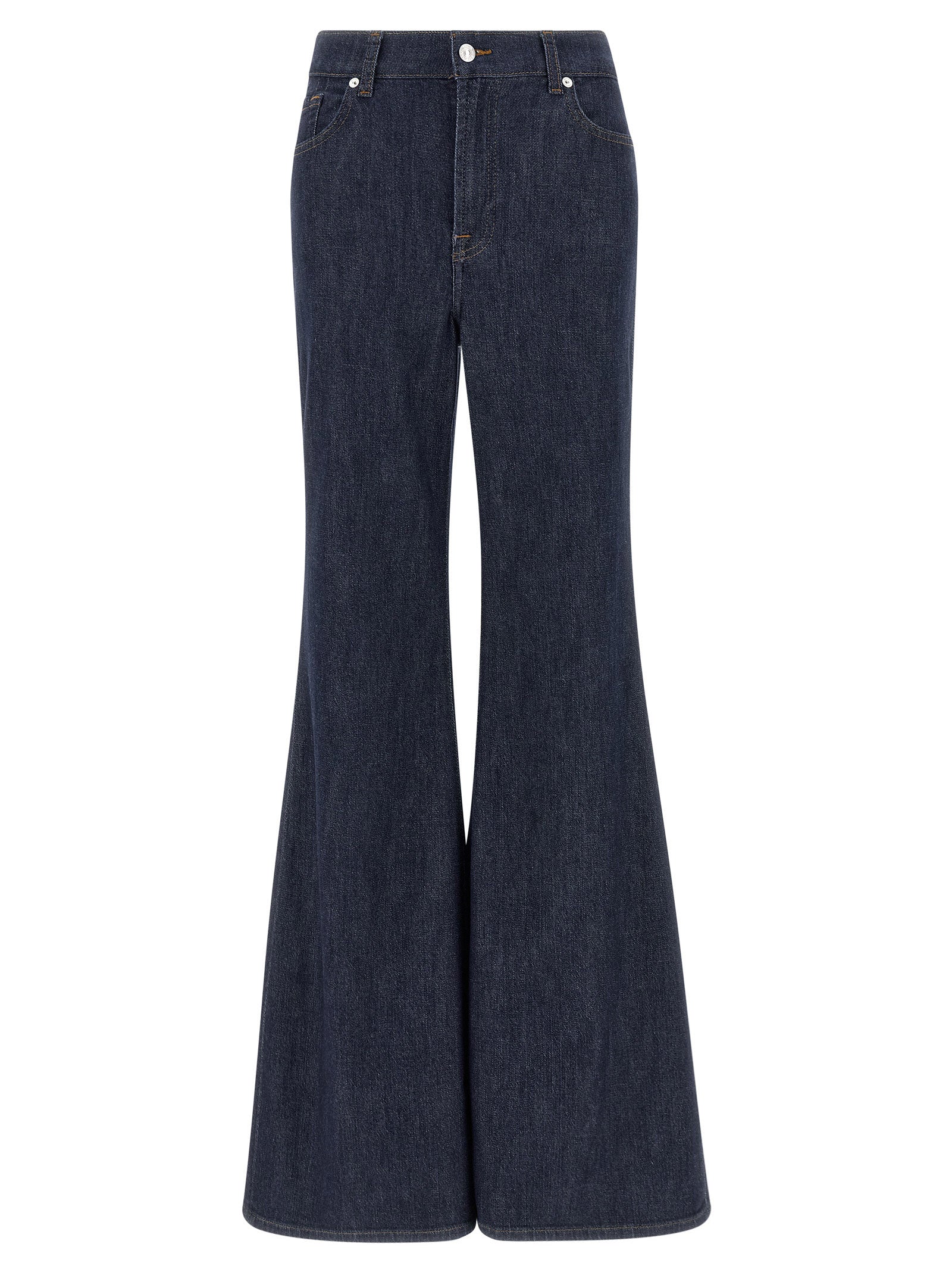 7 For All Mankind Blue Cotton Flared Jeans