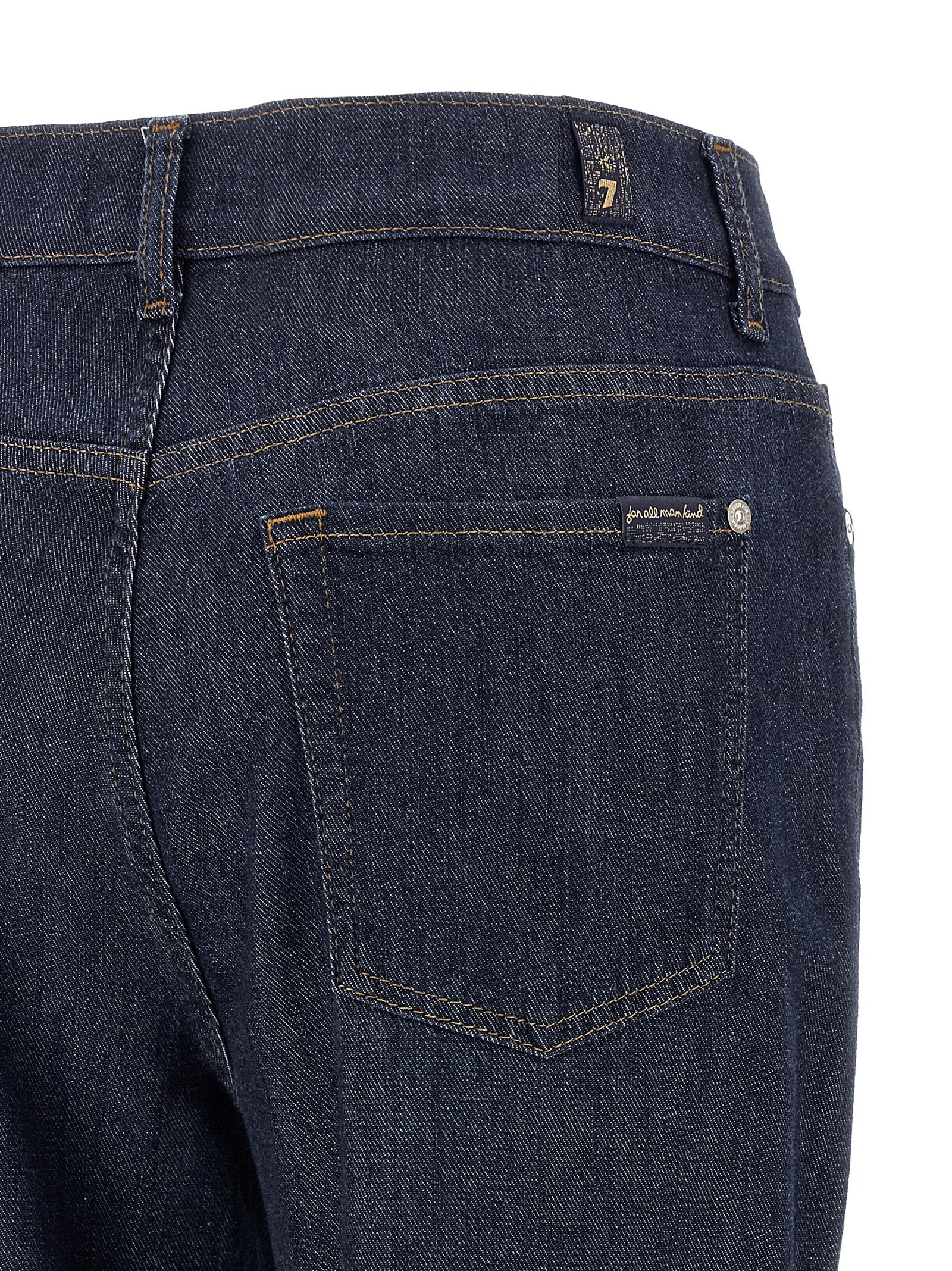 7 For All Mankind Blue Cotton Flared Jeans