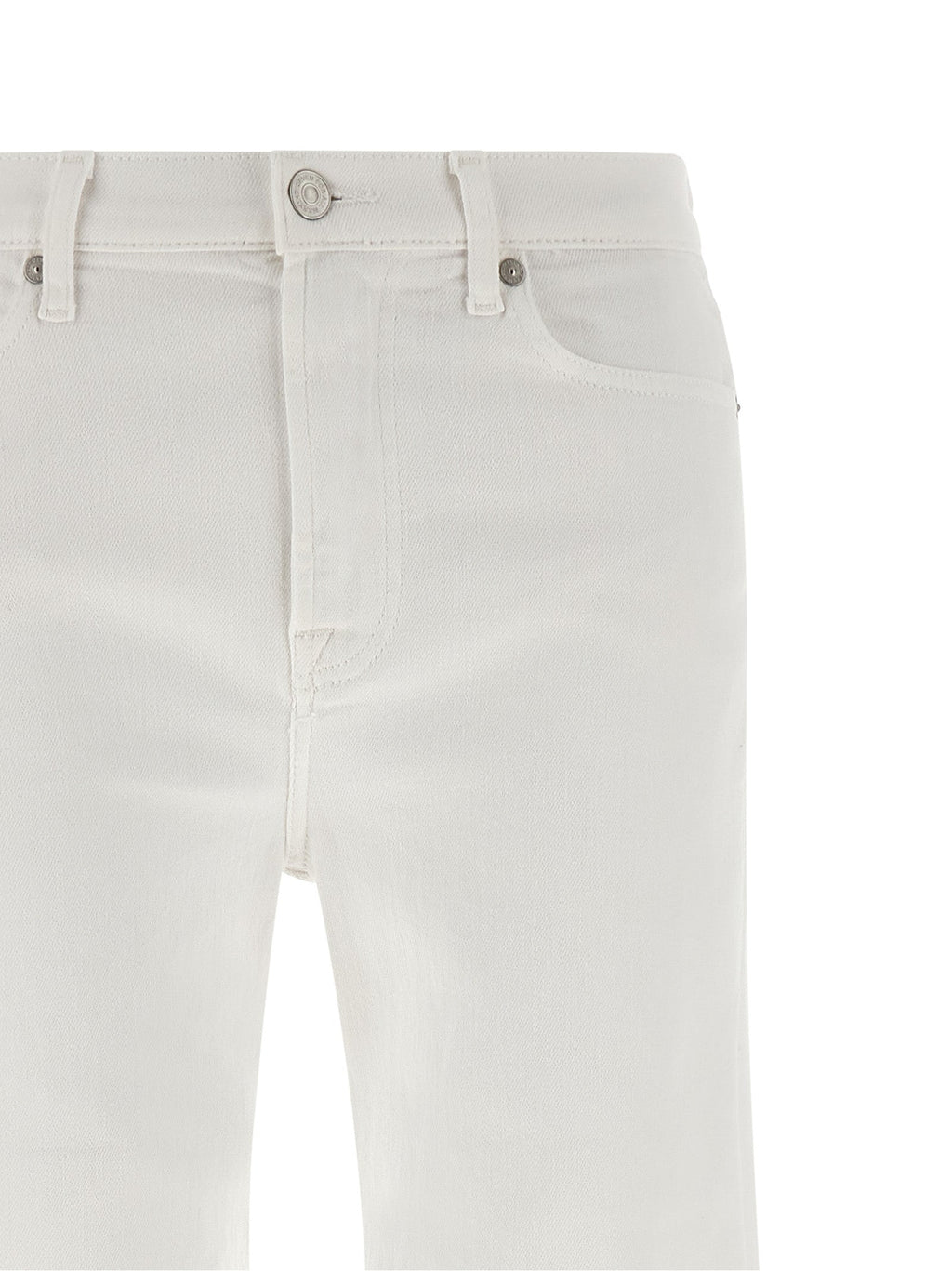 7 For All Mankind White Cotton Flared Jeans