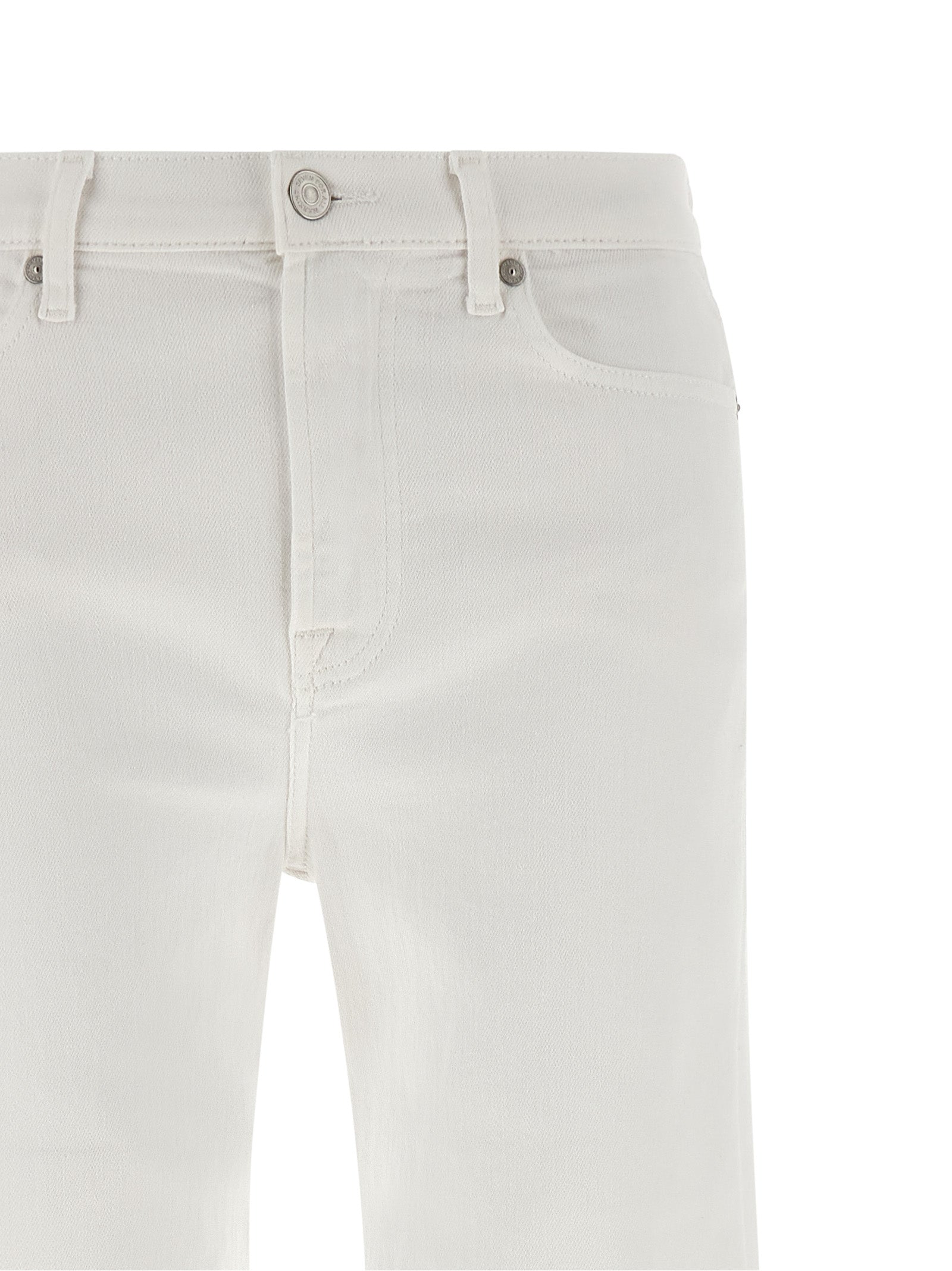 7 For All Mankind White Cotton Flared Jeans