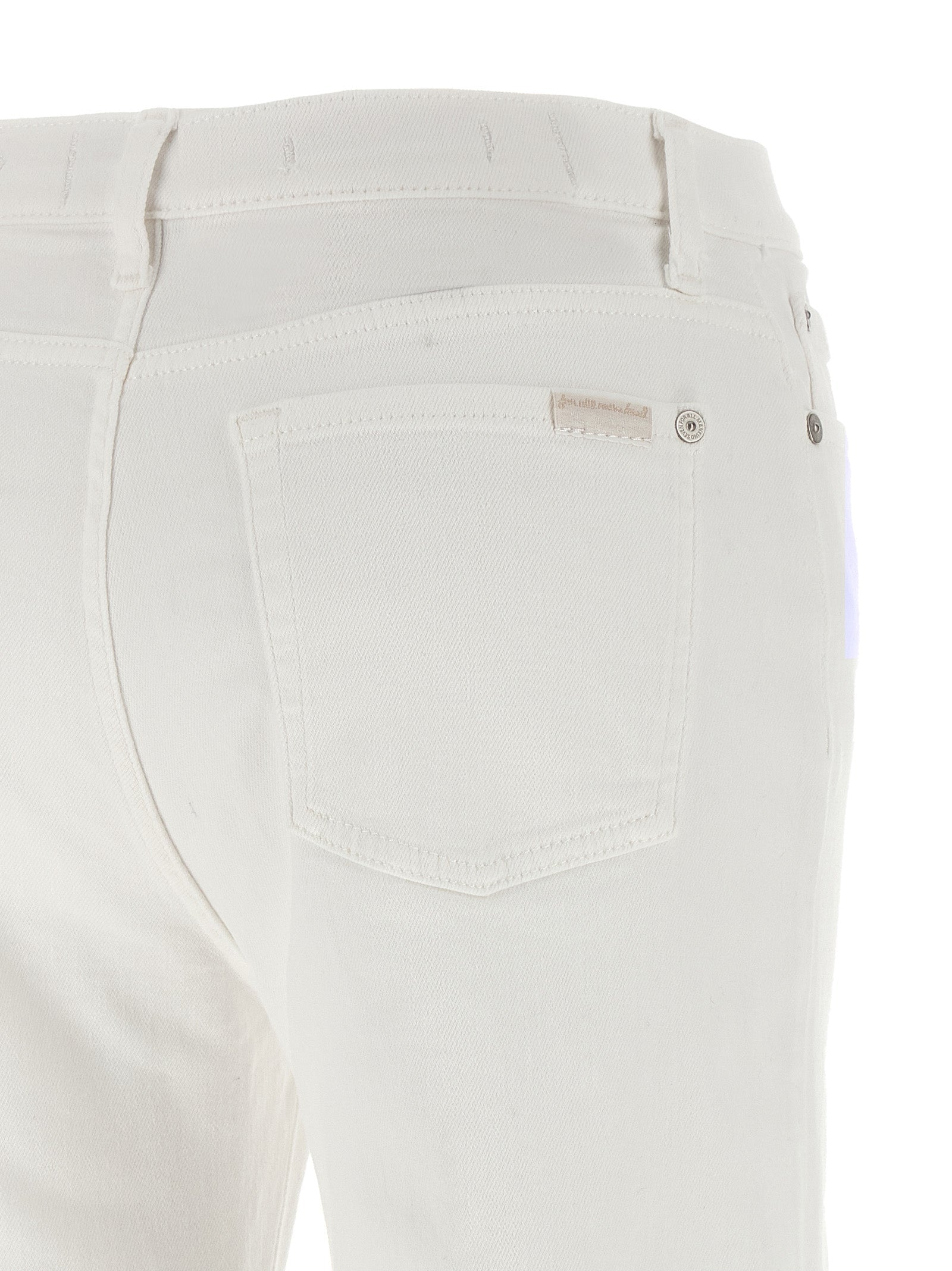 7 For All Mankind White Cotton Flared Jeans