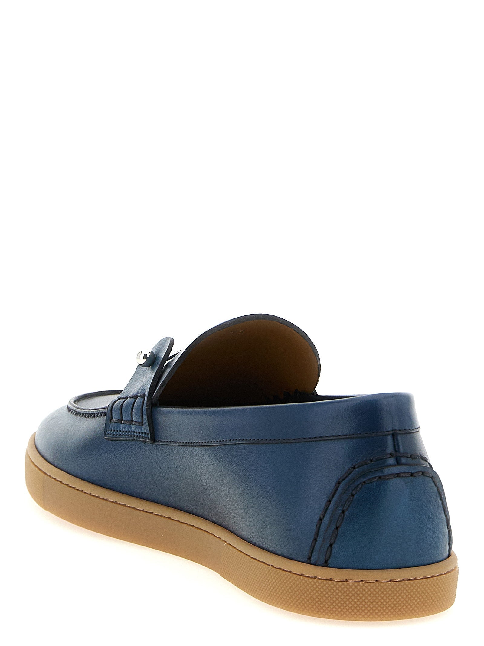 Christian Louboutin Blue Calfskin Slip-On Loafers