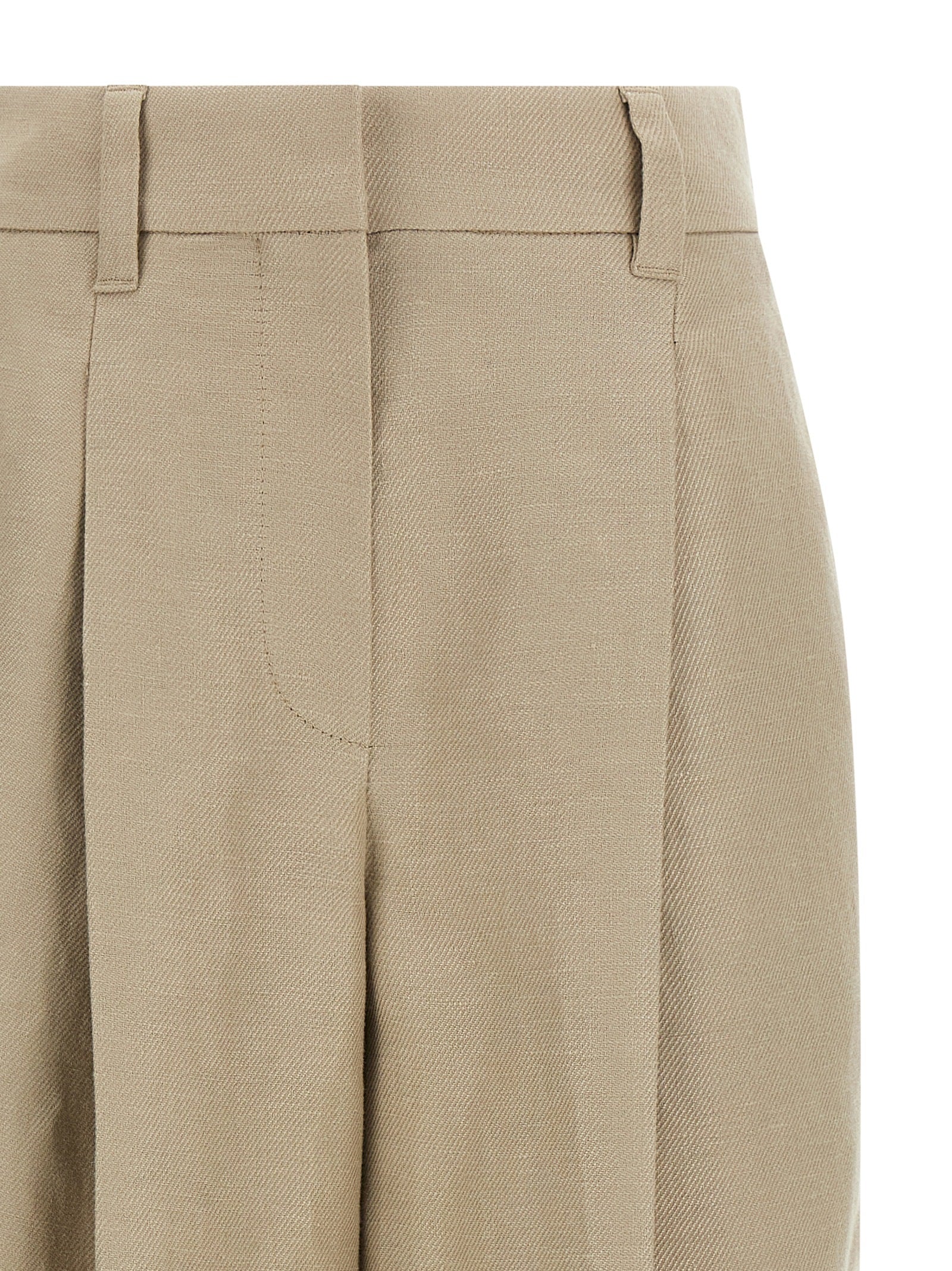 Brunello Cucinelli Beige Linen Casual Pants