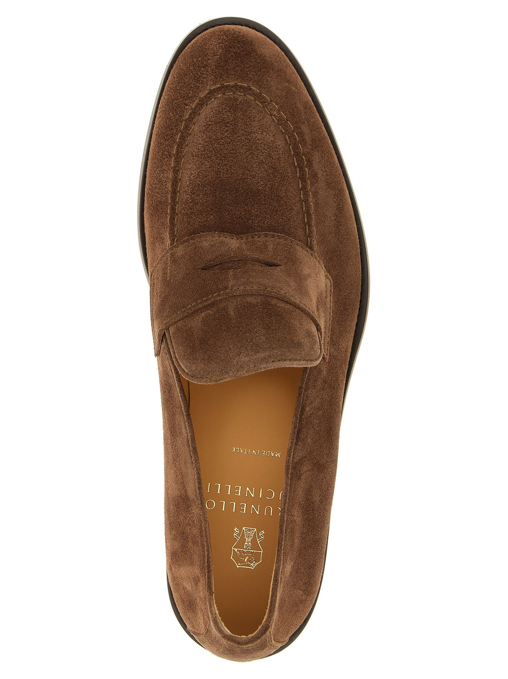 Brunello Cucinelli Brown Calfskin Slip-On Loafers