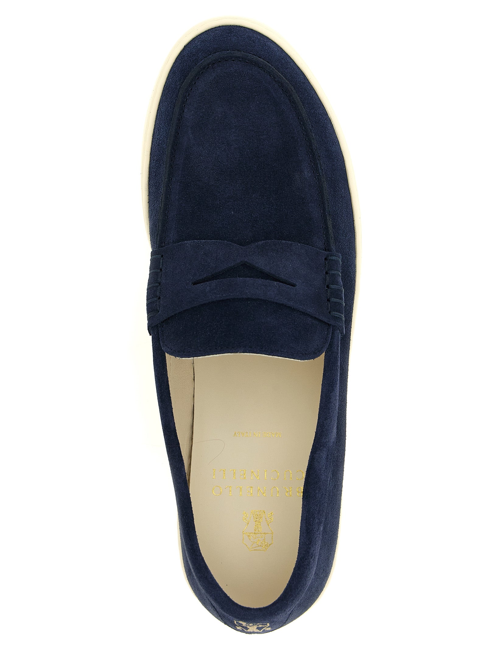 Brunello Cucinelli Blue Calfskin Slip-On Loafers