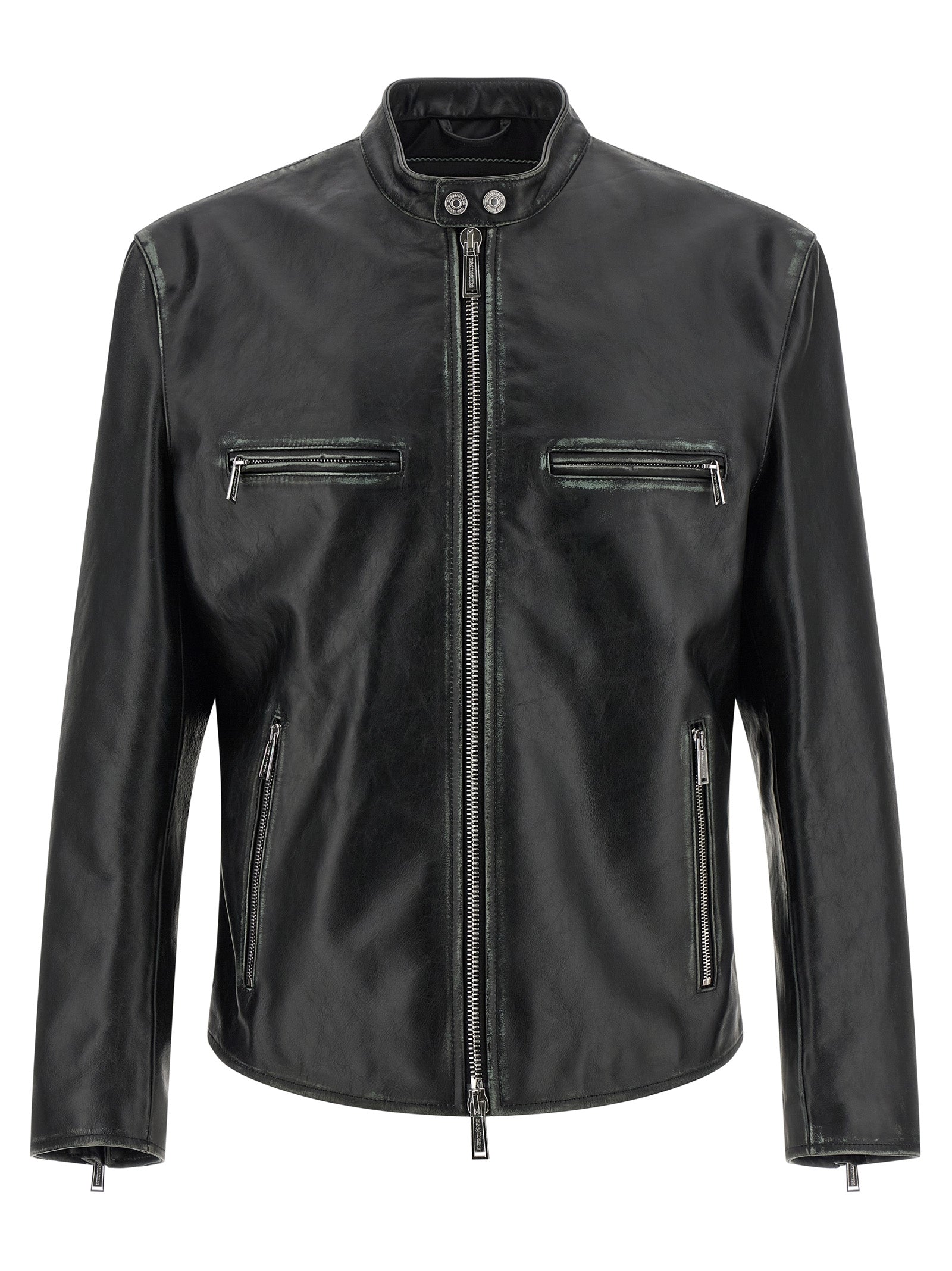 Dsquared² Black Leather Leather Jacket