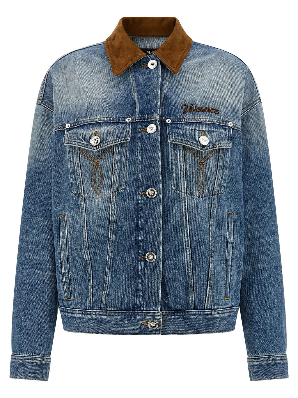 Versace Blue Cotton Denim Jacket
