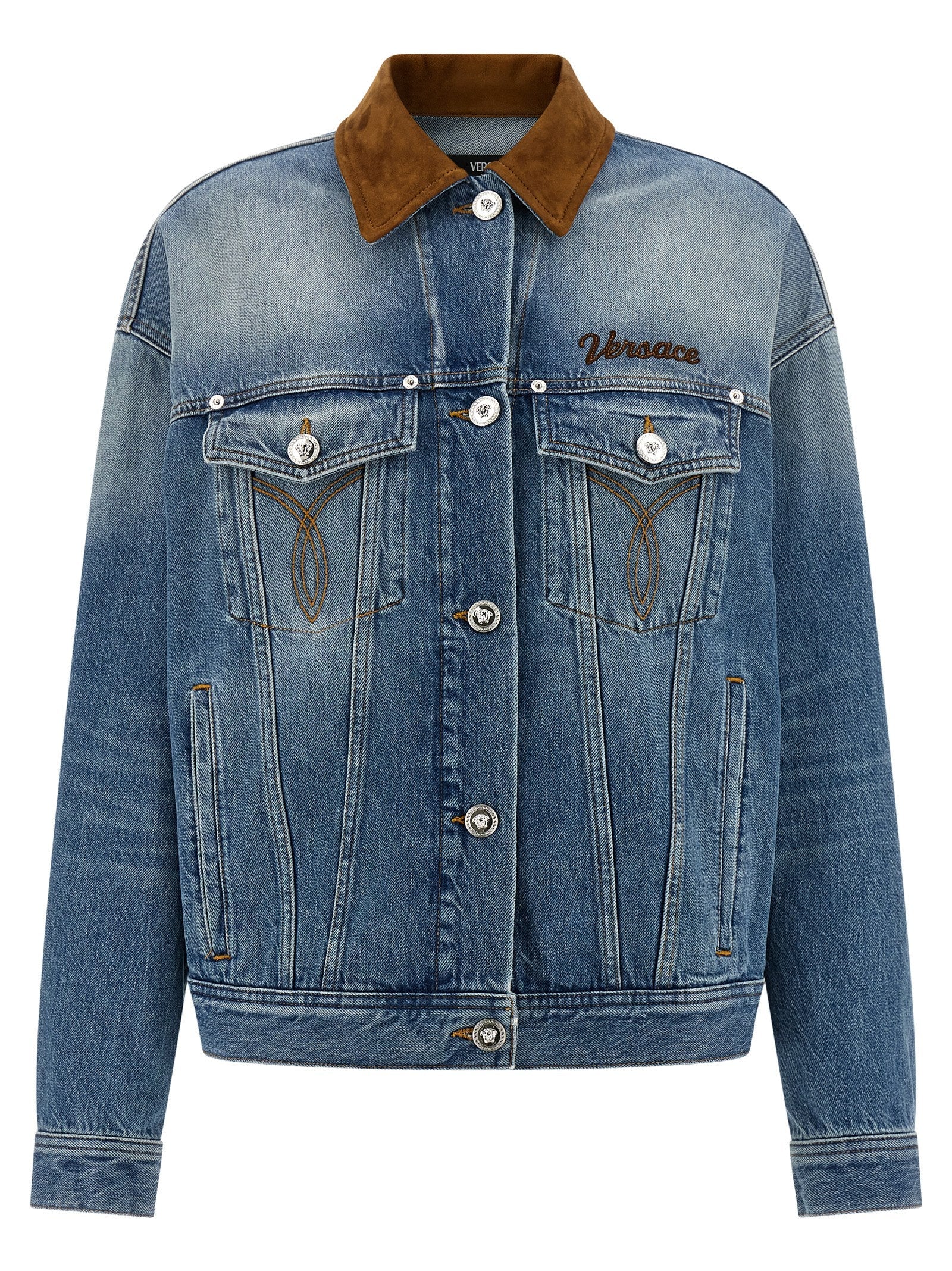 Versace Blue Cotton Denim Jacket