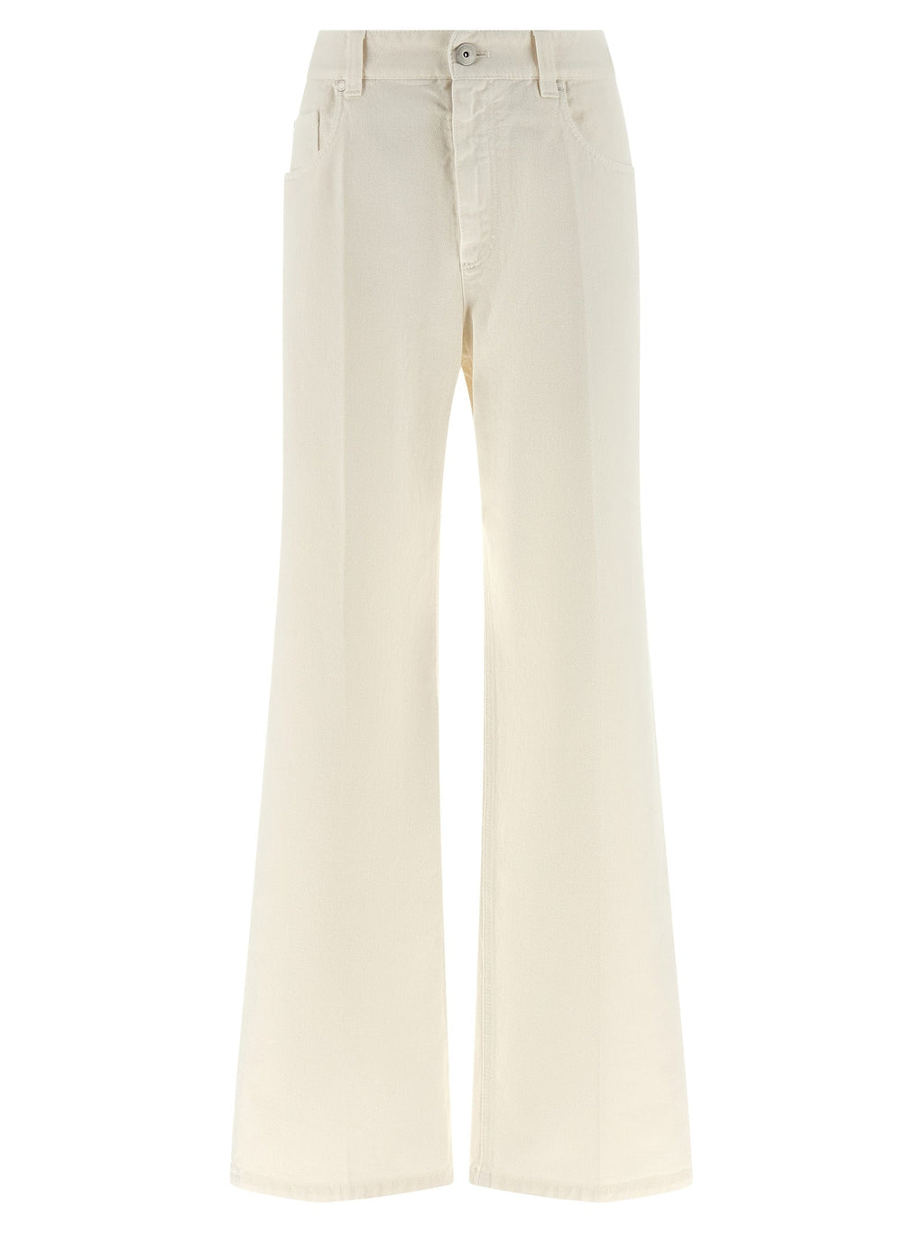 Brunello Cucinelli White Cotton Relaxed Fit Jeans