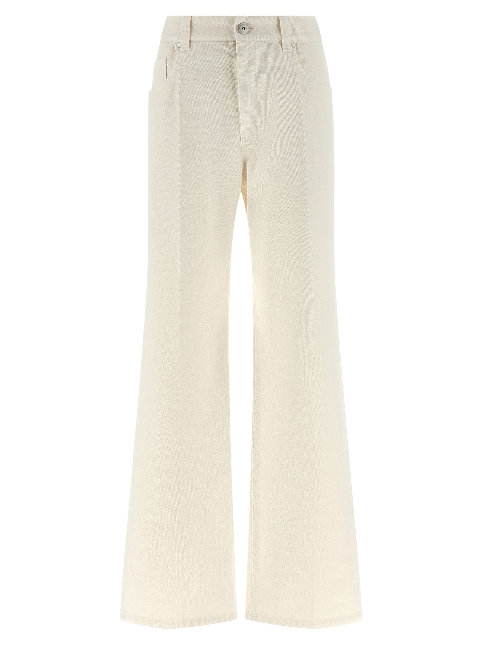 Brunello Cucinelli White Cotton Relaxed Fit Jeans