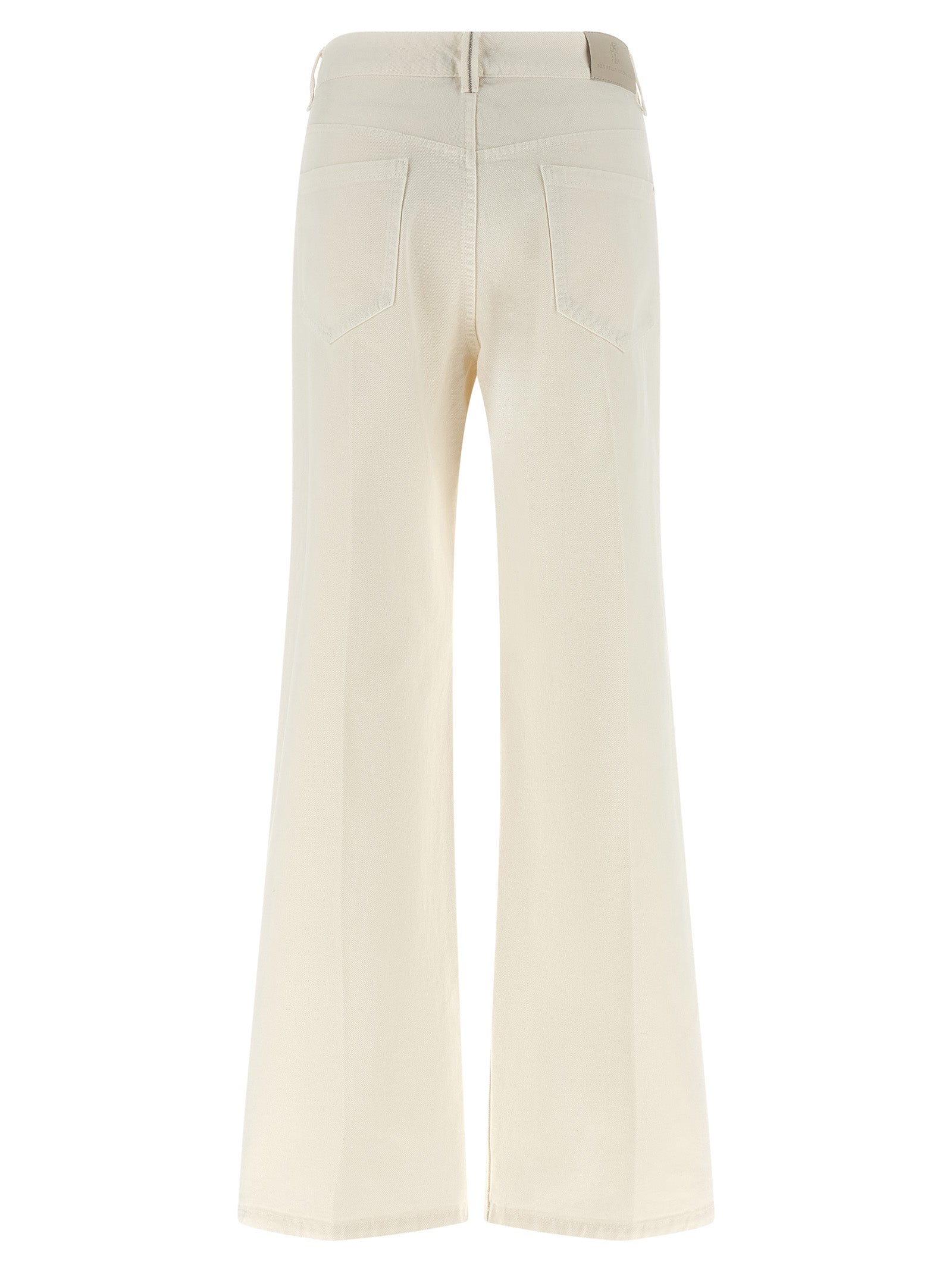 Brunello Cucinelli White Cotton Relaxed Fit Jeans
