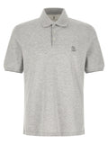 Brunello Cucinelli Gray Cotton Polo Shirt