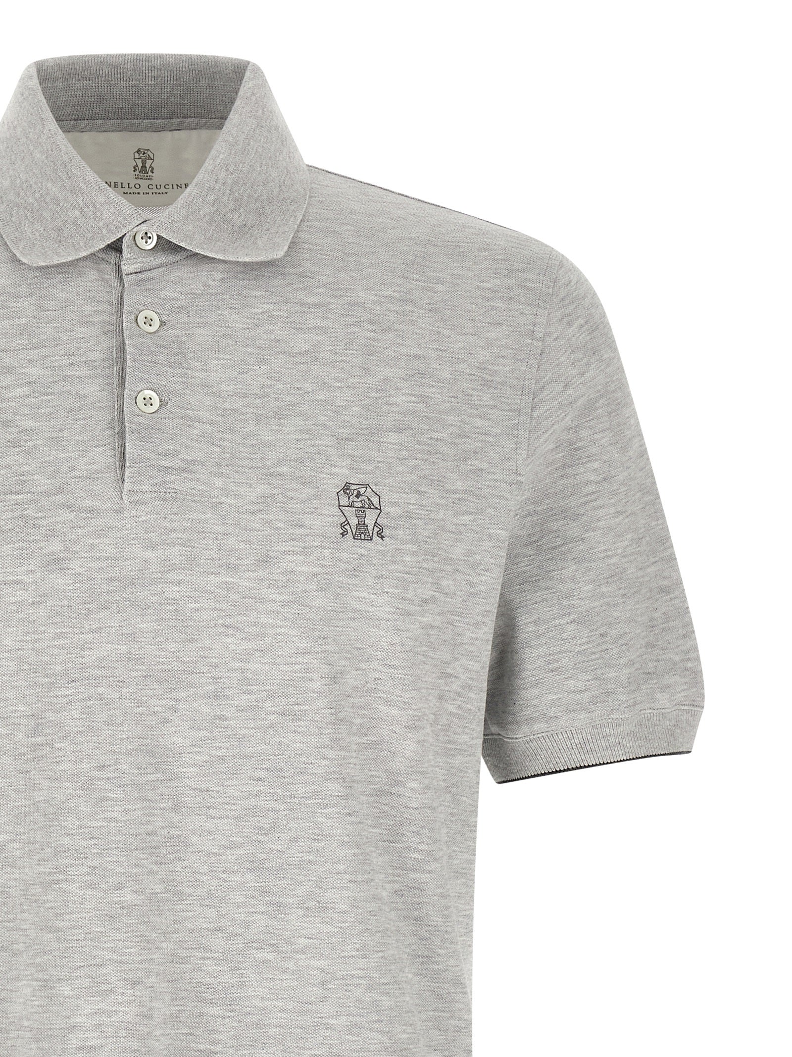 Brunello Cucinelli Gray Cotton Polo Shirt