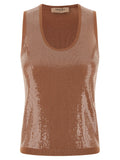 Twinset Brown Cotton Sleeveles T-Shirt