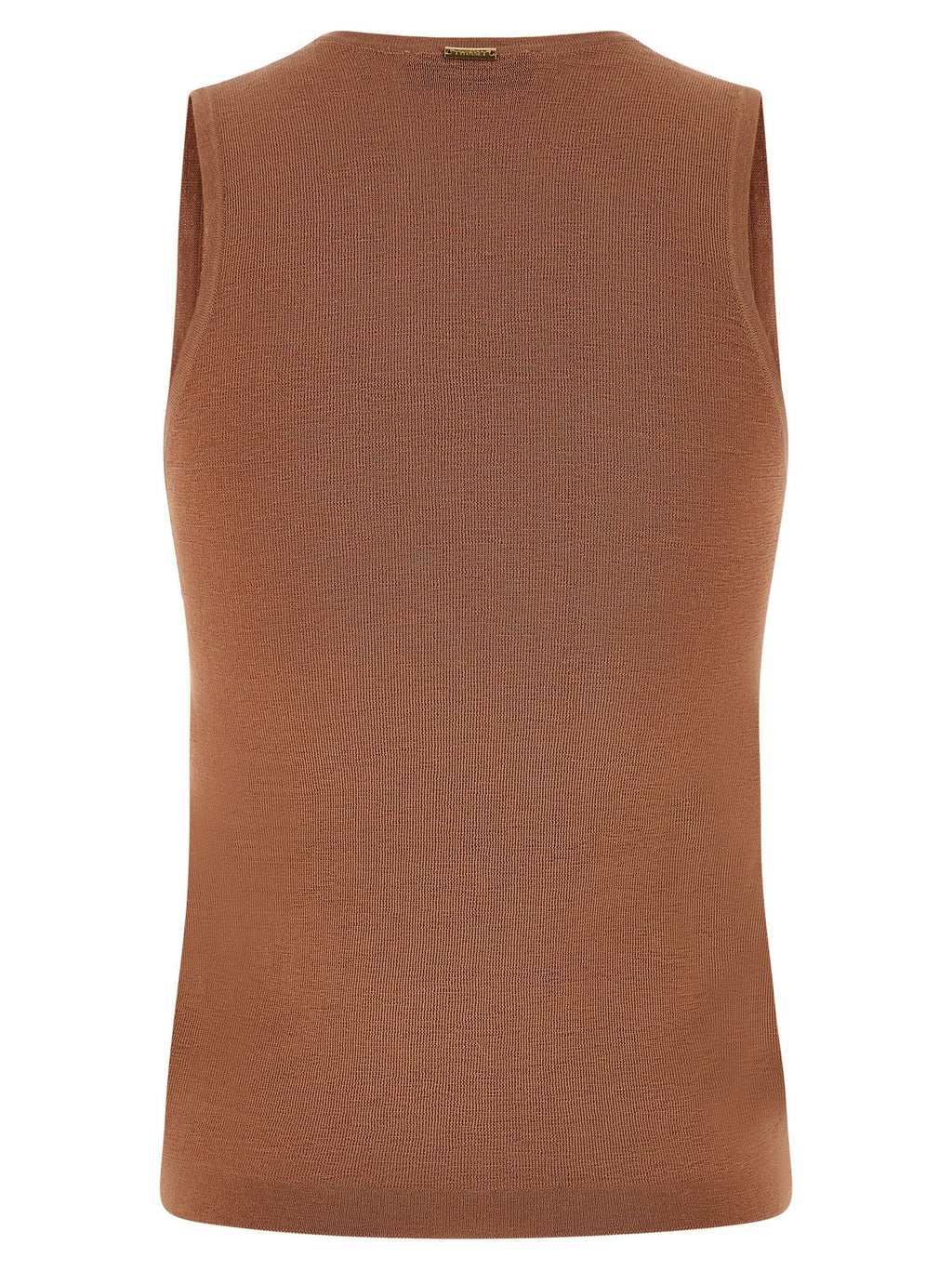 Twinset Brown Cotton Sleeveles T-Shirt
