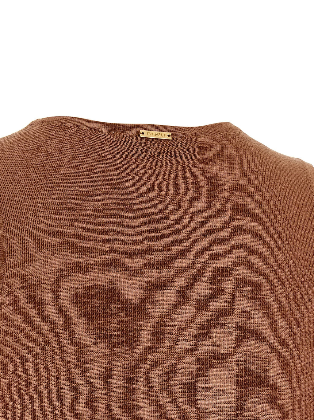 Twinset Brown Cotton Sleeveles T-Shirt