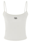 Diesel White Cotton Tank Tops