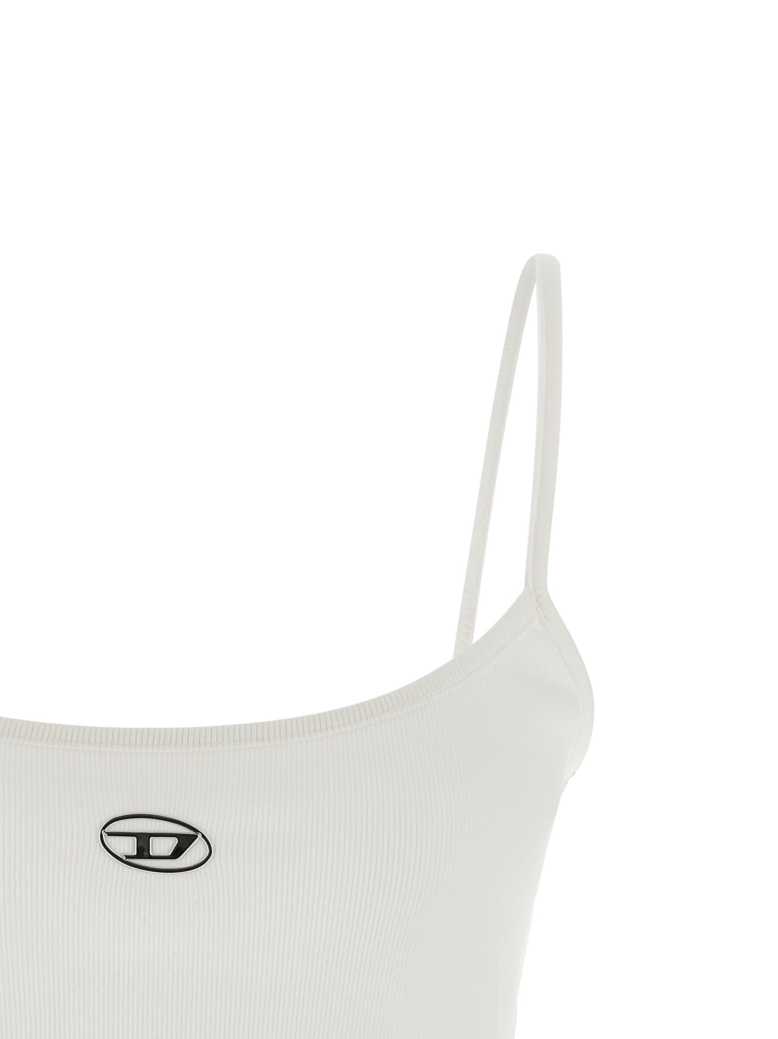 Diesel White Cotton Tank Tops