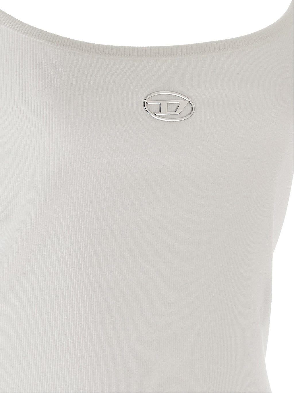 Diesel White Cotton Tank Tops