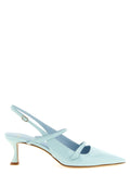 Alexandre Birman Blue Cowhide Mid Heel Pumps