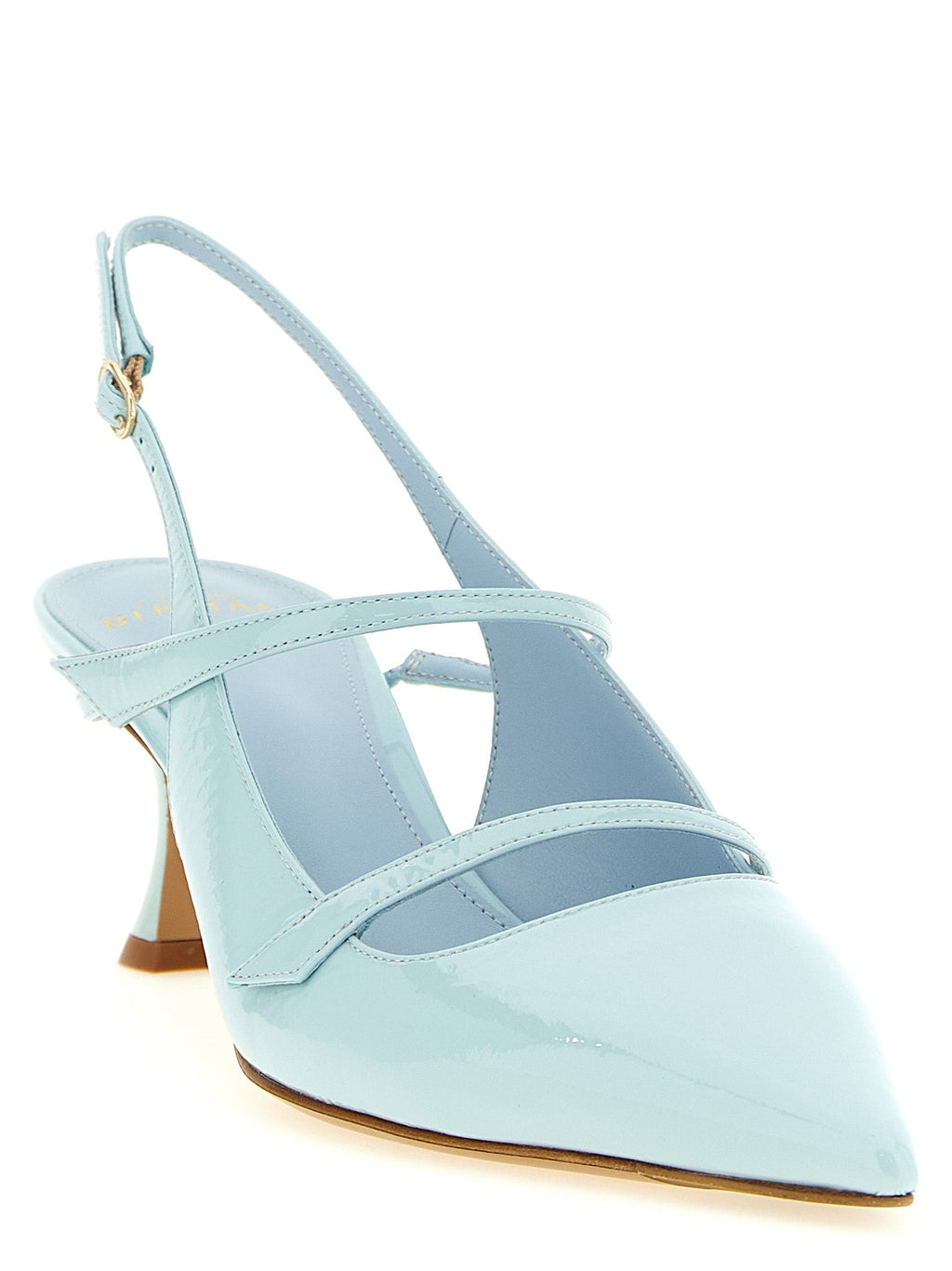 Alexandre Birman Blue Cowhide Mid Heel Pumps