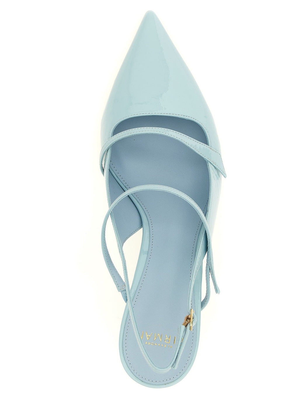 Alexandre Birman Blue Cowhide Mid Heel Pumps