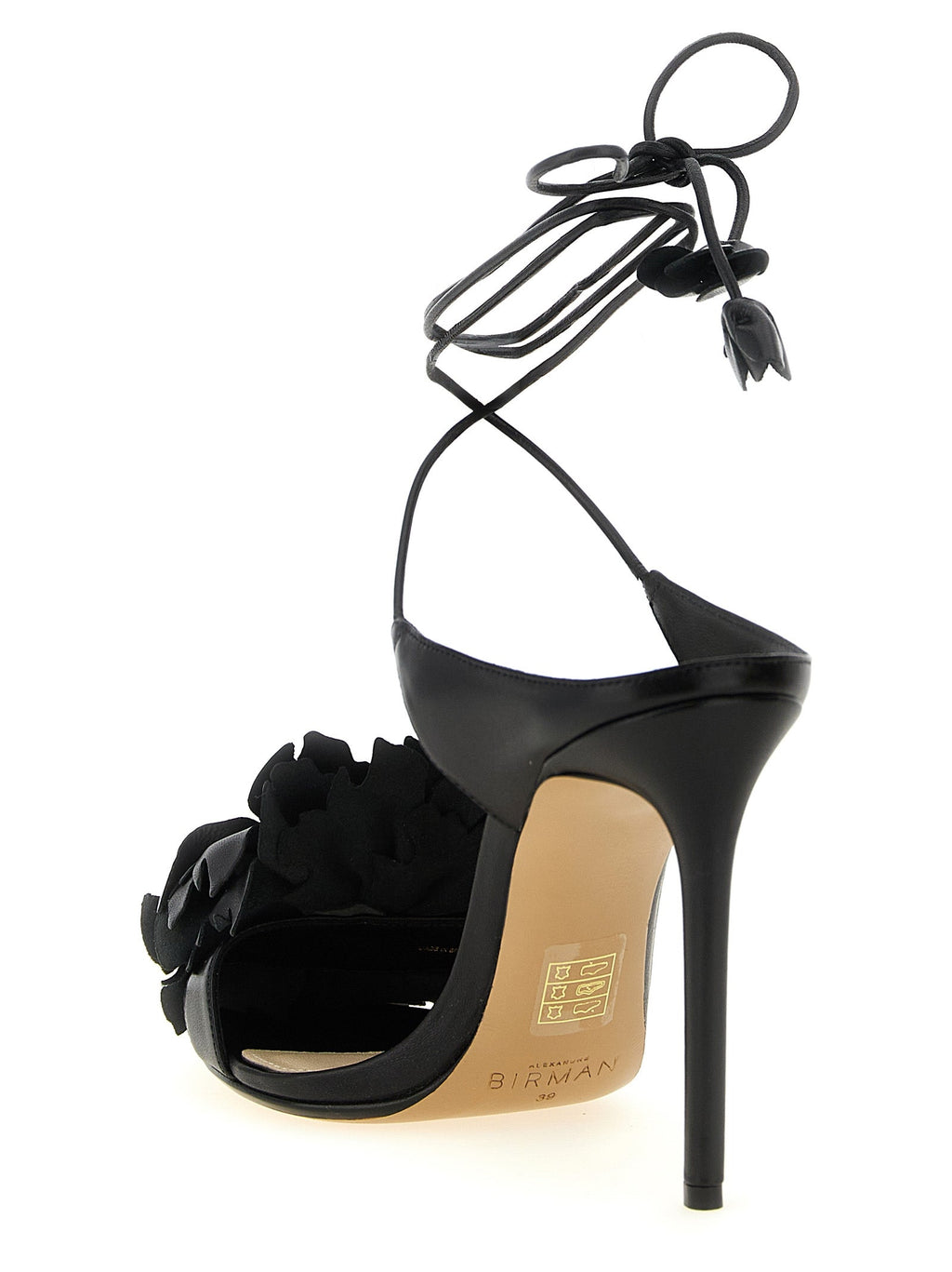 Alexandre Birman Black Cowhide Stiletto Heel Sandals